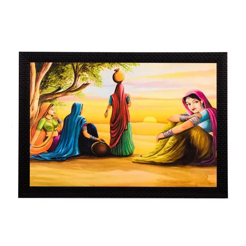 Village women satin matt texture uv art painting