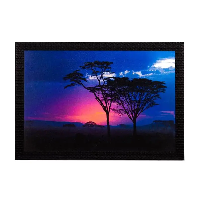 Blue sunset satin matt texture uv art painting