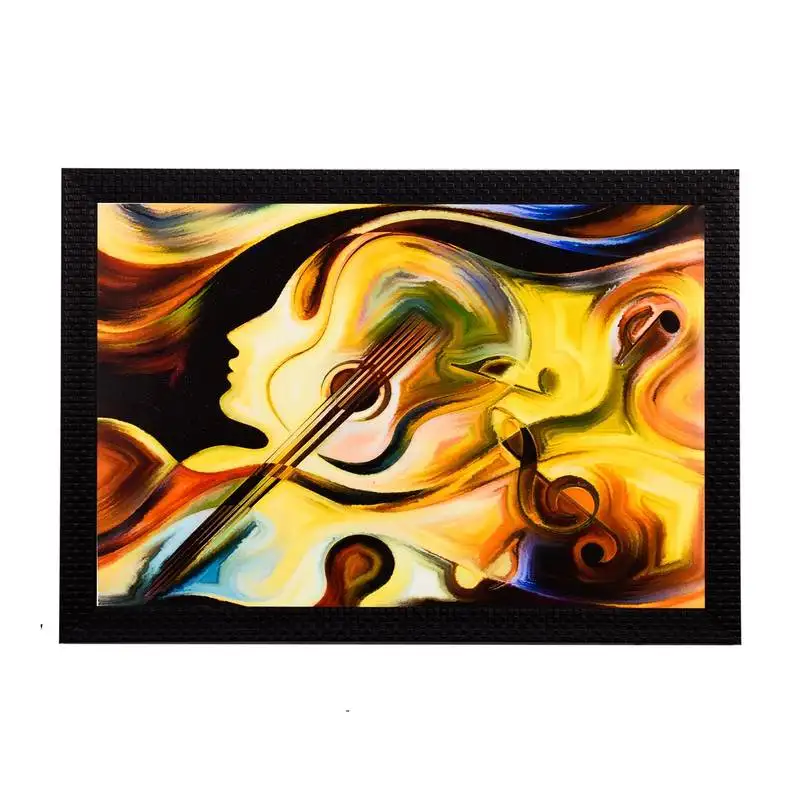 Guitar & face abstract satin matt texture uv art painting