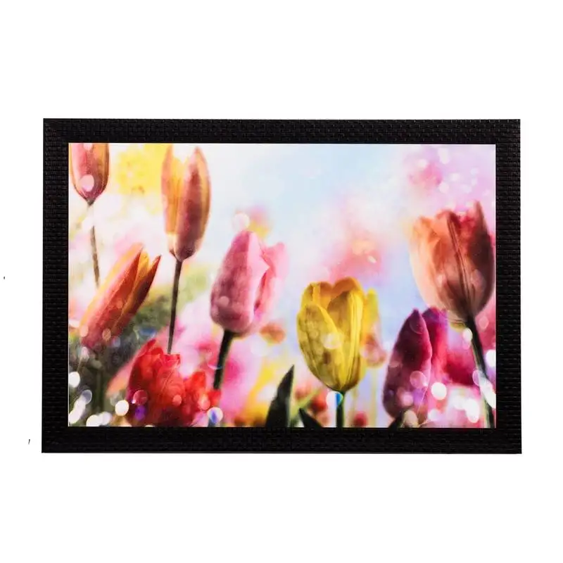 Drops on flowers satin matt texture uv art painting