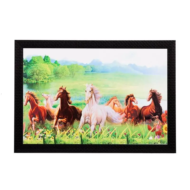 Hurses running in jungle satin matt texture uv art painting