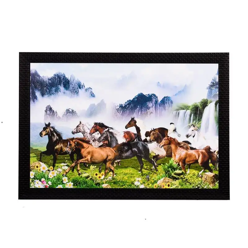 Waterfall & horses satin matt texture uv art painting