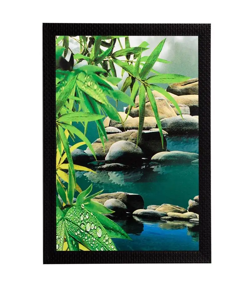 Scenic leaves view satin matt texture uv art painting