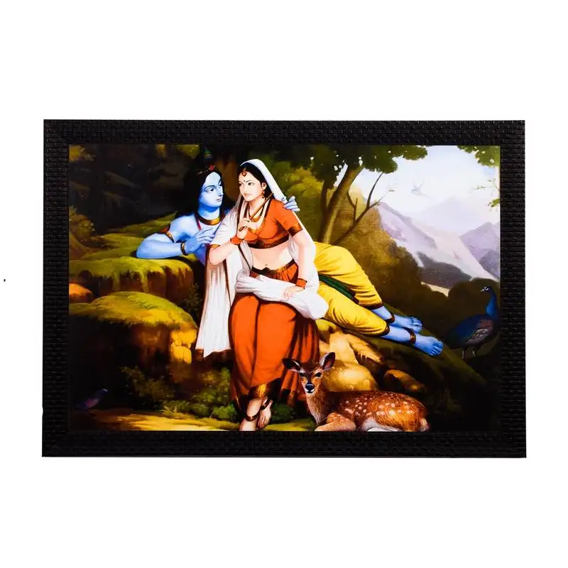 Radha krishna in jungle satin matt texture uv art painting