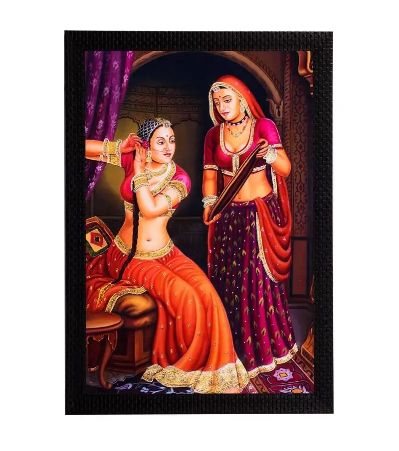 Lady doing makeup satin matt texture uv art painting