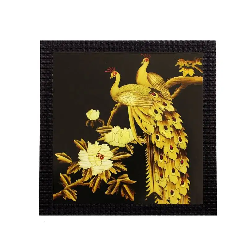 Sitting peocock satin matt texture uv art painting