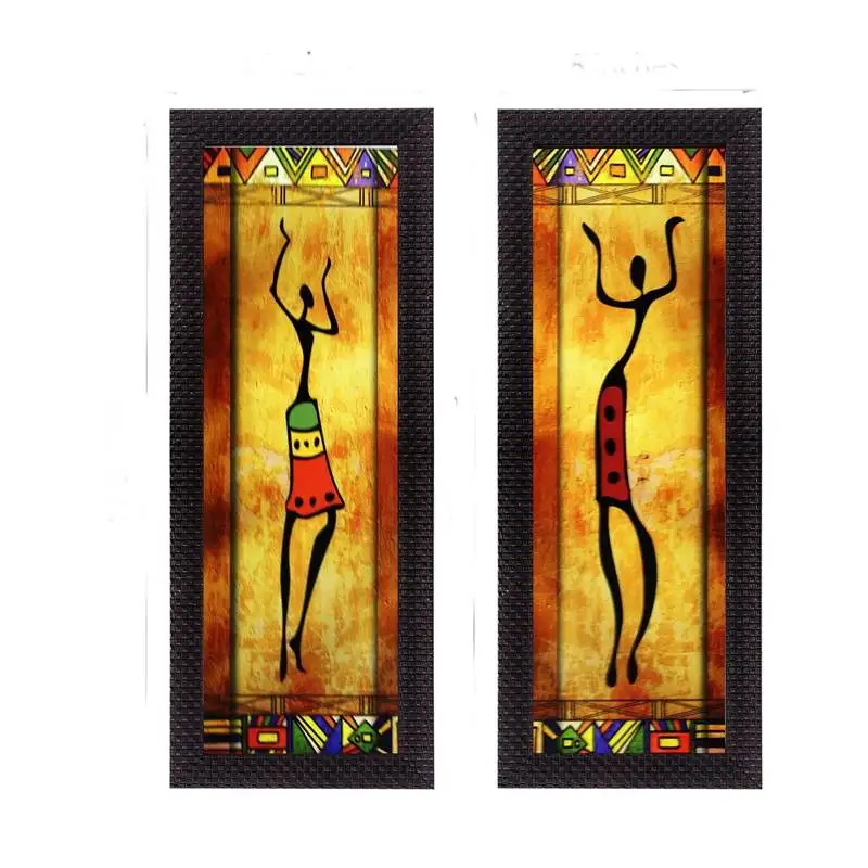 Set of 2 abstract dancing lady satin matt texture uv art painting