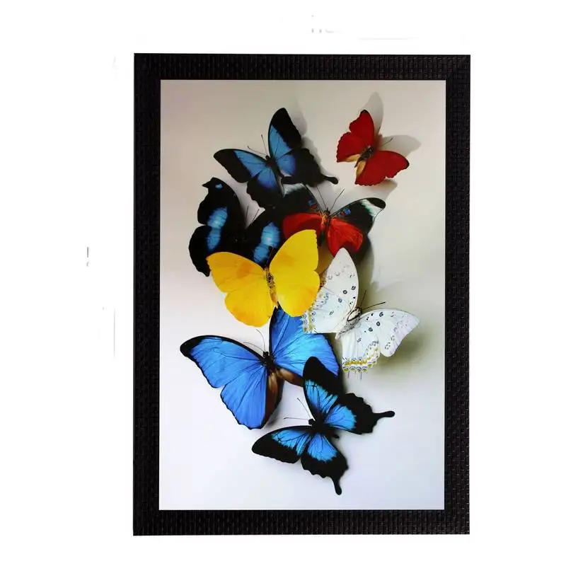 Decorative colorful butterflies satin matt texture uv art painting