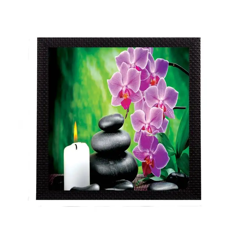 Pink flower and candle satin matt texture uv art painting