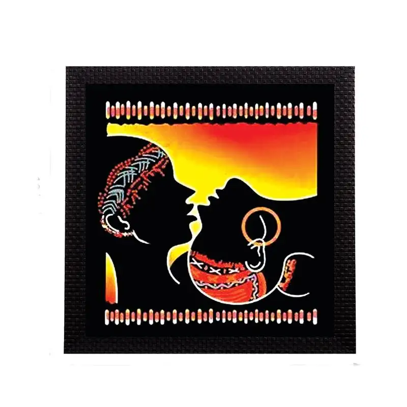Lovely tribal couple satin matt texture uv art painting