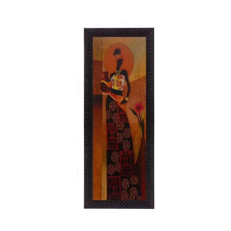 Tribal woman with vase satin matt texture uv art painting
