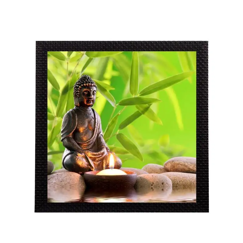 Lord buddha with candle satin matt texture uv art painting