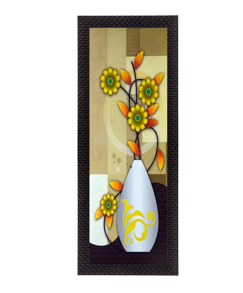 Botanical yellow floral satin matt texture uv art painting