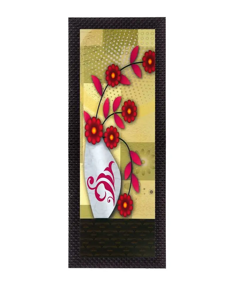 Botanical red floral satin matt texture uv art painting