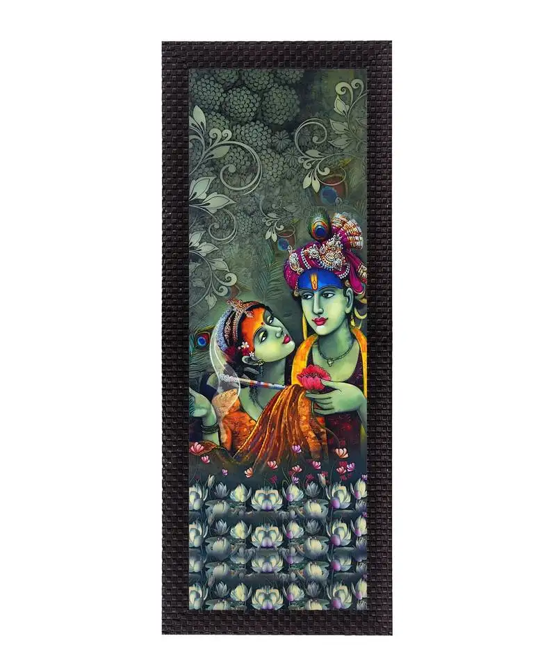 Almighty krishna radha satin matt texture uv art painting