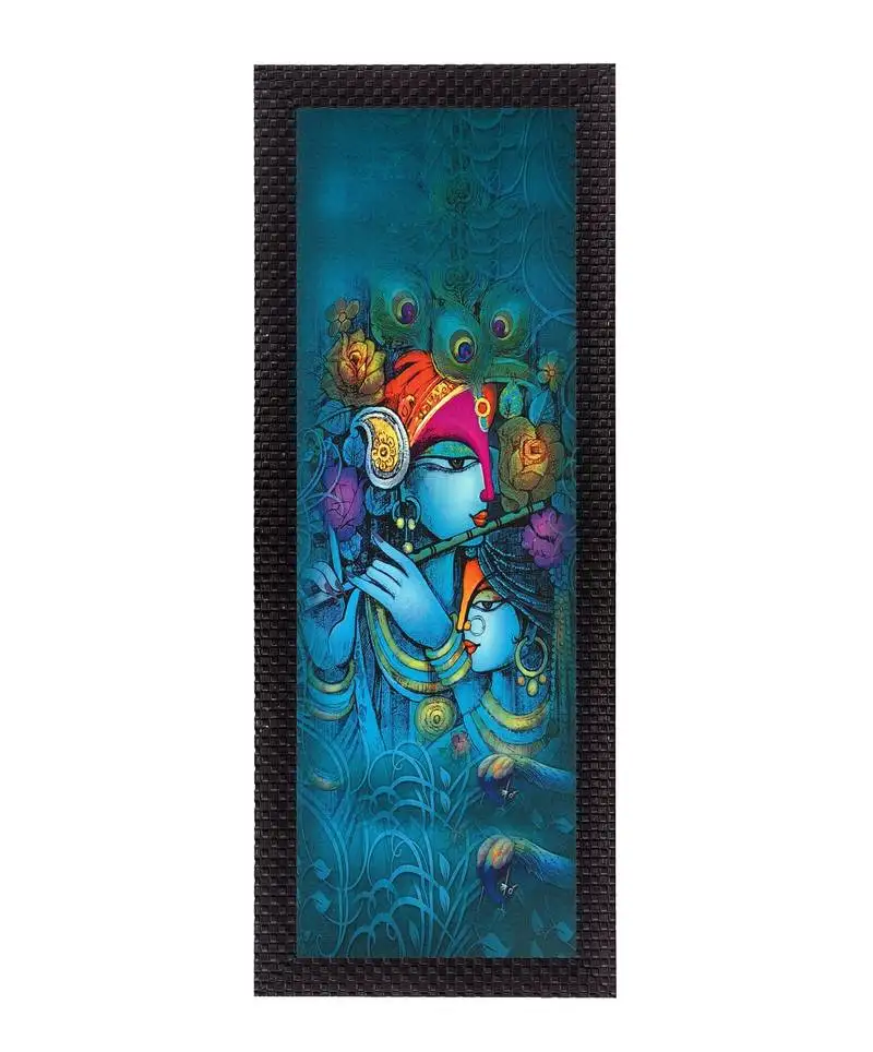 Lord krishna in blue satin matt texture uv art painting