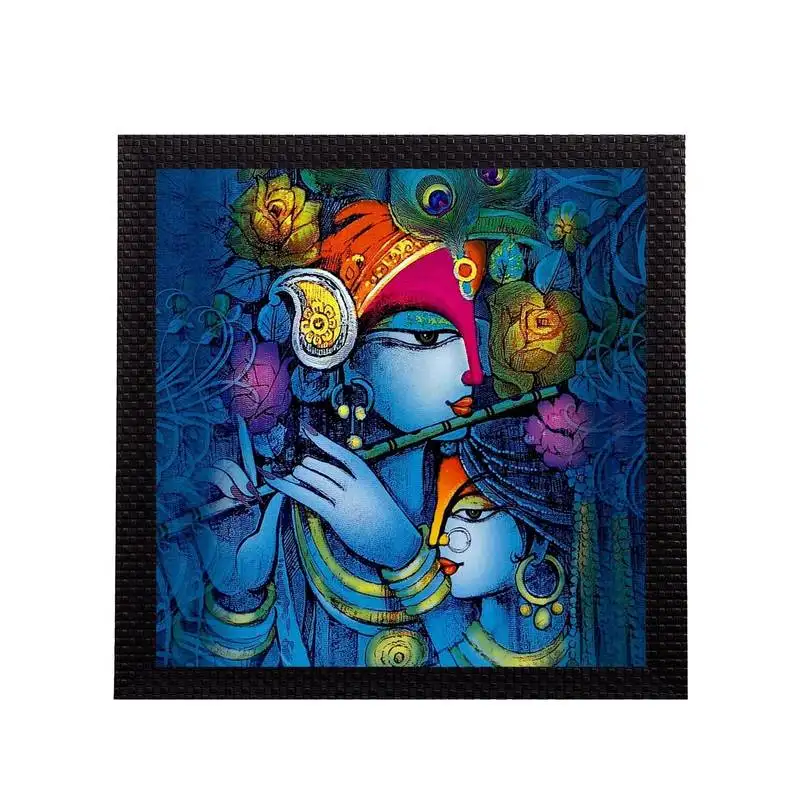 Blue lord krishna satin matt texture uv art painting