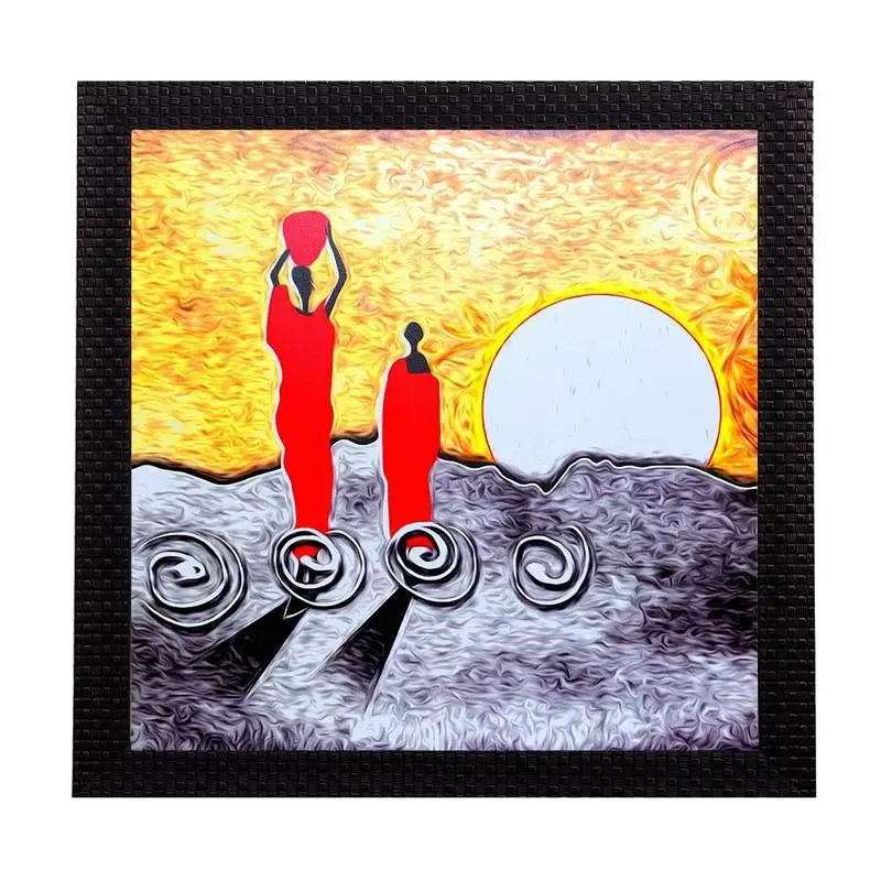 Abstact village life pose satin matt texture uv art painting