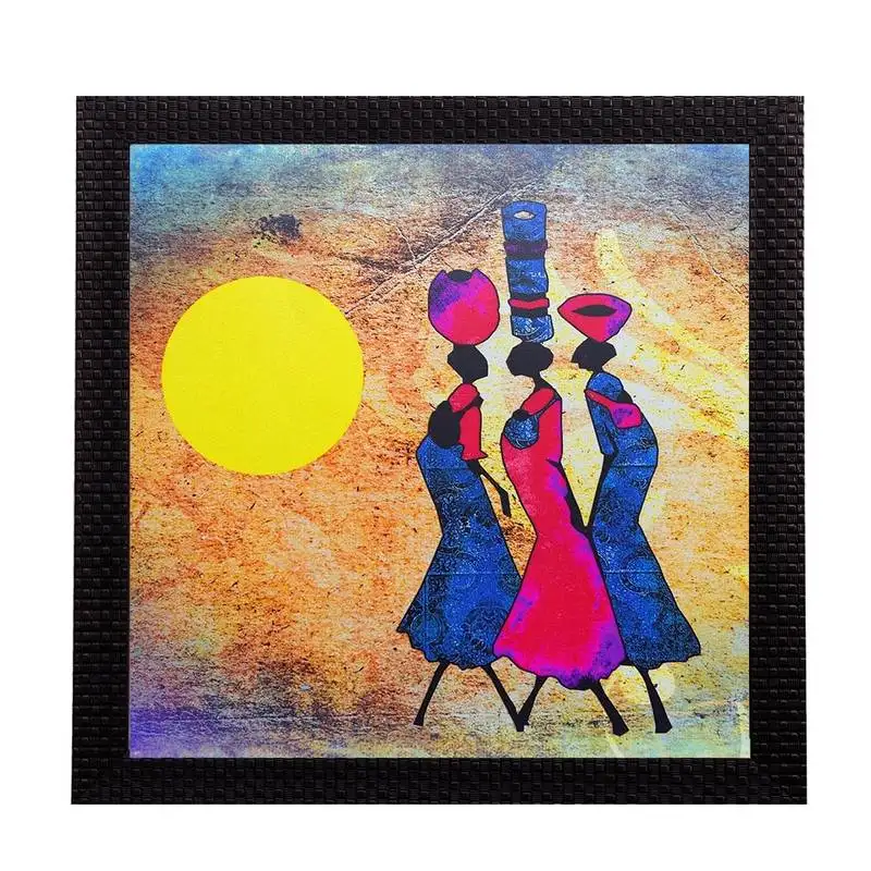 Abstract village women satin matt texture uv art painting