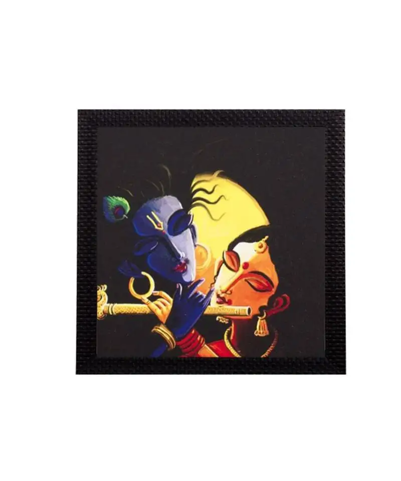 Adorable lord krishna radha satin matt texture uv art painting