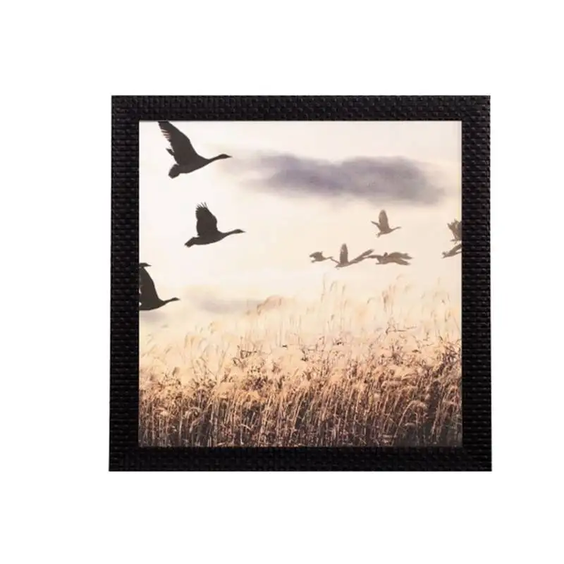 Scenic flying birds satin matt texture uv art painting