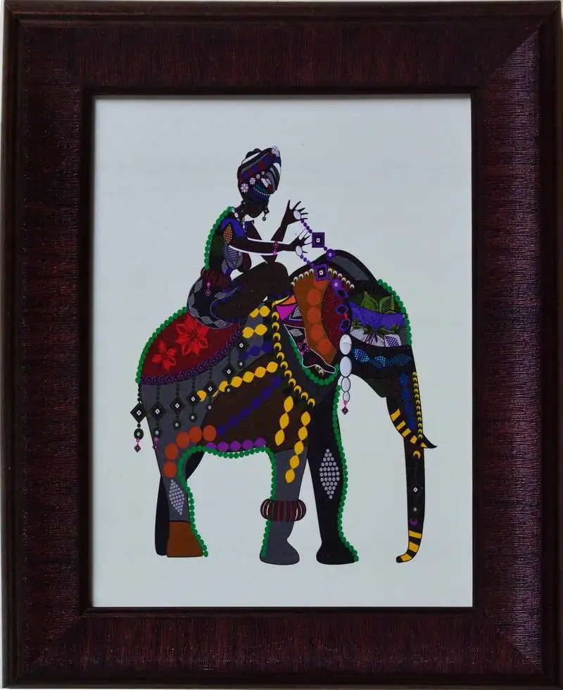 Elephant theme satin matt texture uv art painting