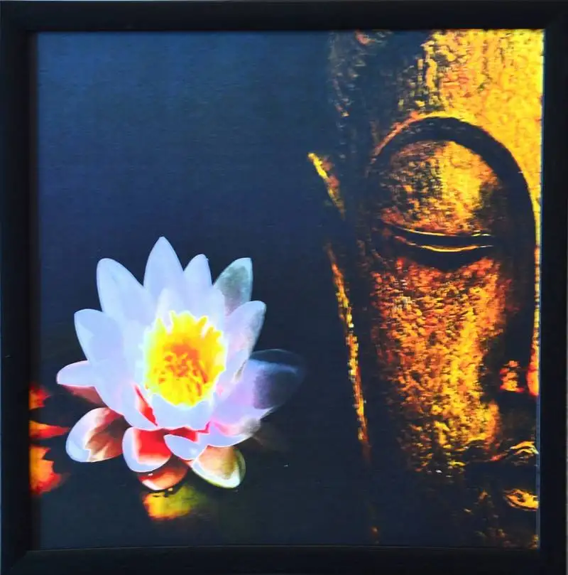 Meditating buddha design satin matt texture uv art painting