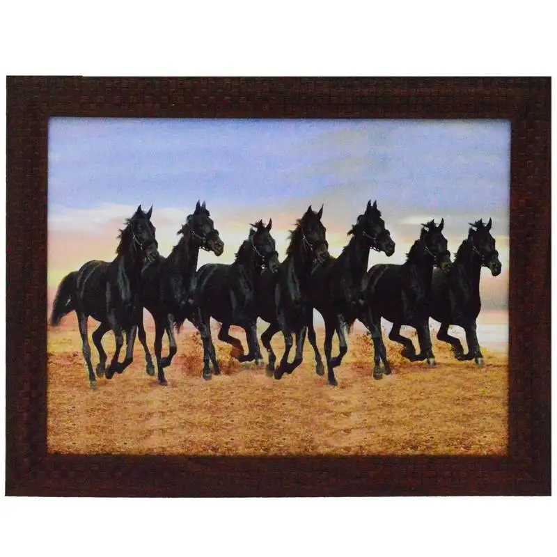 Running lucky horses design satin matt texture uv art painting