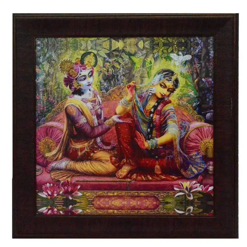 Radha krishna design satin matt texture uv art painting