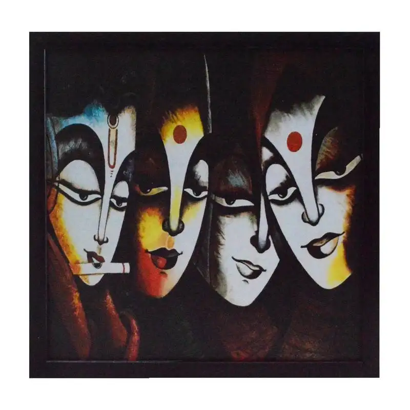 Abstract 4 lady design satin matt texture uv art painting