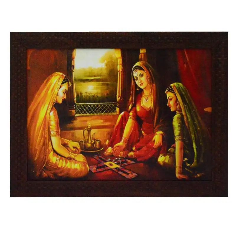 Women playing game satin matt texture uv art painting