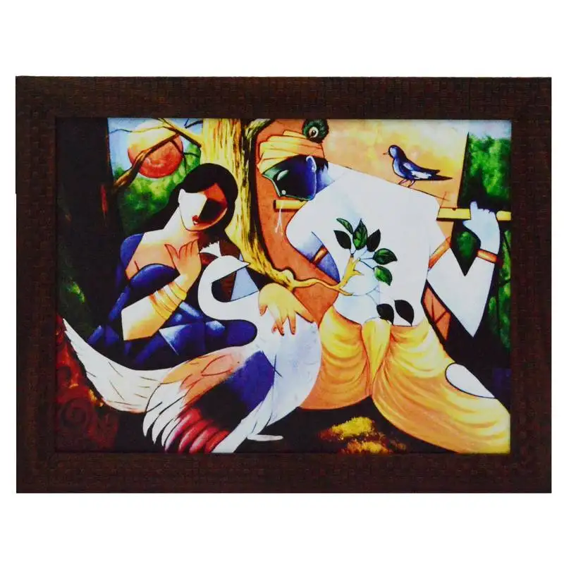 Abstract radha krishna satin matt texture uv art painting