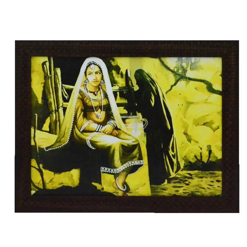 Village women design satin matt texture uv art painting