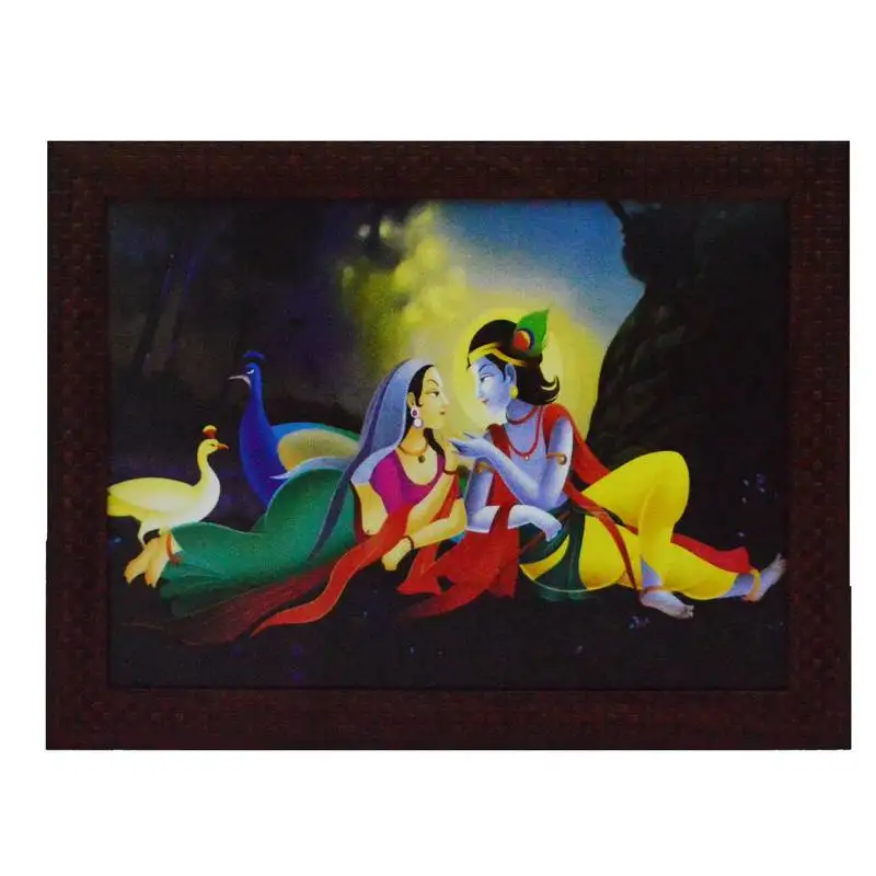 Radha krishna love scene satin matt texture uv art painting