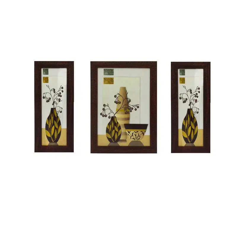 Set of 3 botanical satin matt textured uv art painting