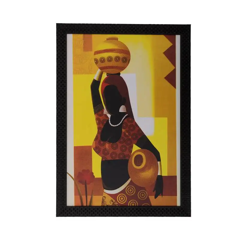 Village lady satin matt texture uv art painting