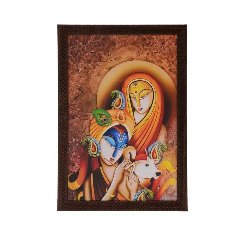 Radha krishna with calf satin matt texture uv art painting