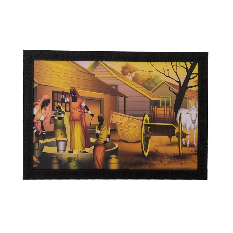 Village scene satin matt texture uv art painting