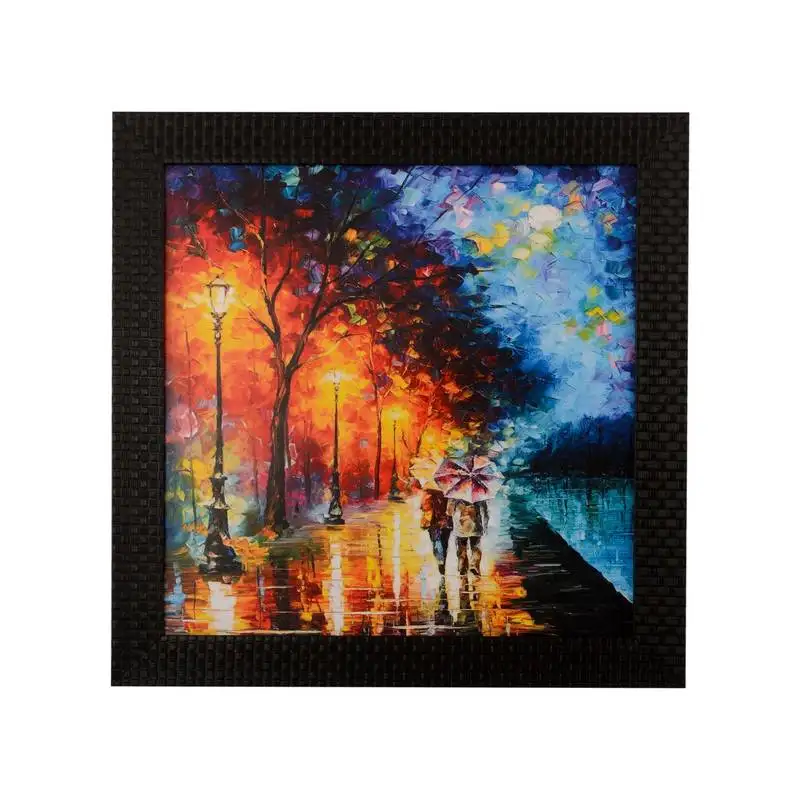 Love couple under umbrella satin matt texture uv art painting