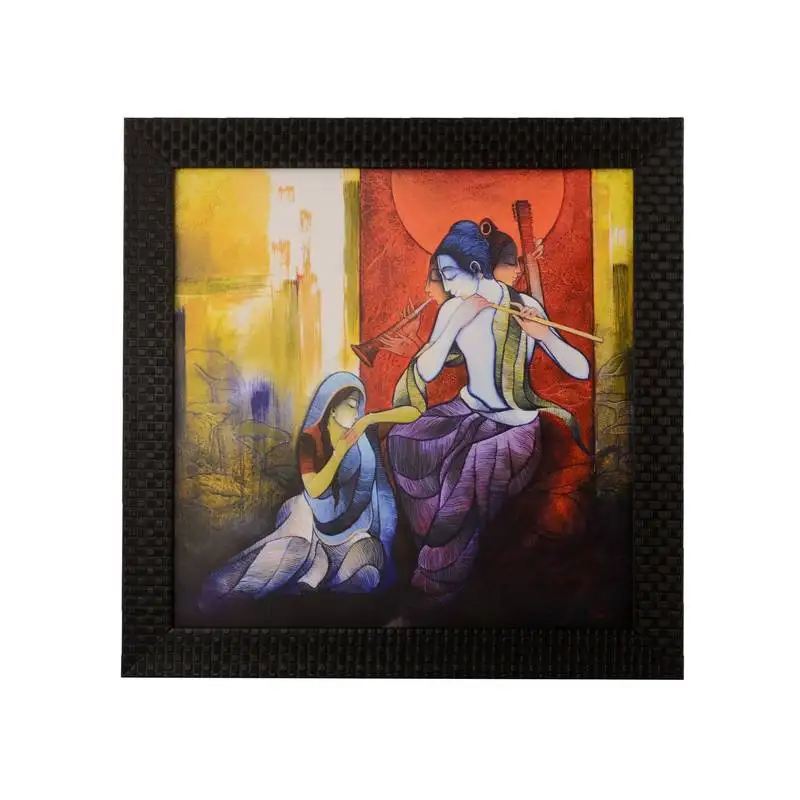 Radha krishna enjoying music satin matt texture uv art painting