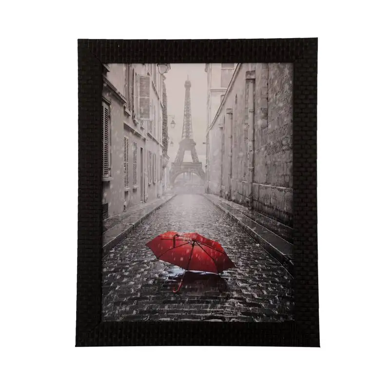 Eiffel tower view under rain satin matt texture uv art painting