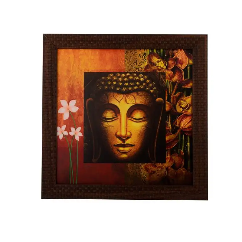 Meditating buddha head satin matt texture uv art painting