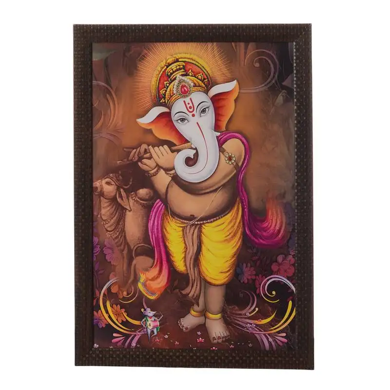 Ganesha playing flute satin matt texture uv art painting