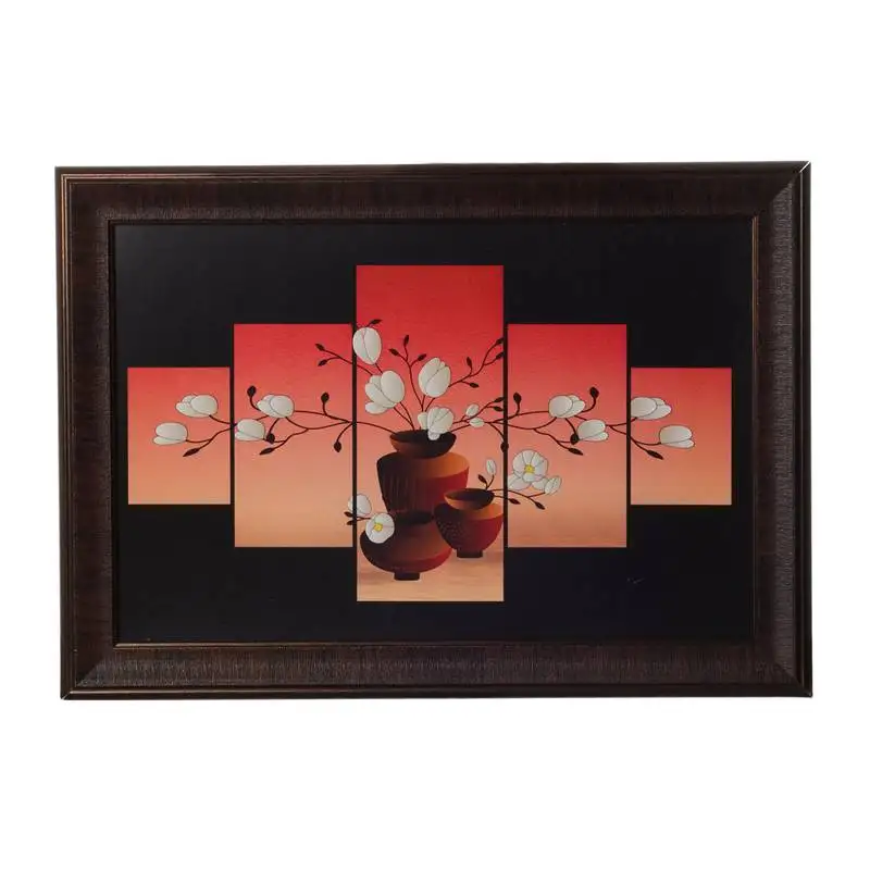 Floral pot 5 cut design satin matt texture uv art painting