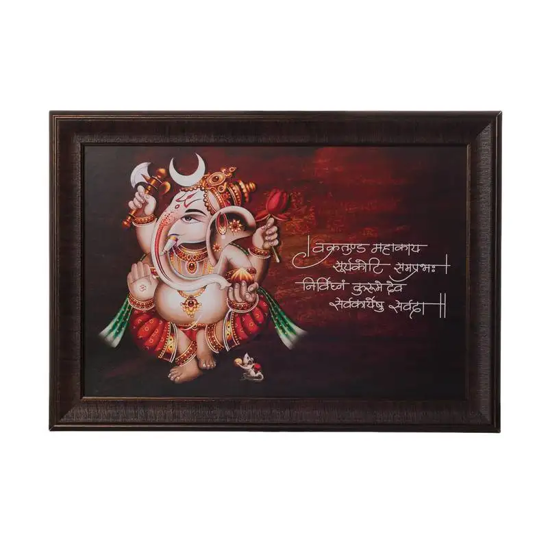 Ganesha vakratund shlok satin matt texture uv art painting