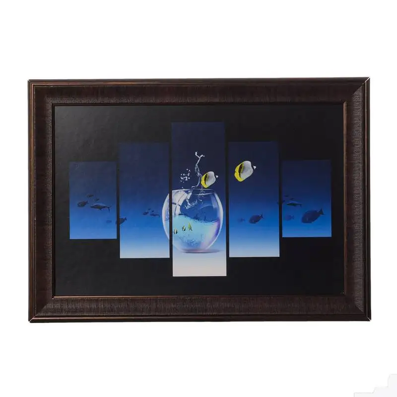 Fish pond 5 cut design satin matt texture uv art painting