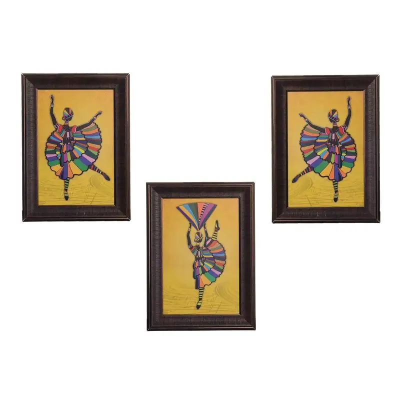 Set of 3 dancing girl matt texture uv art painting