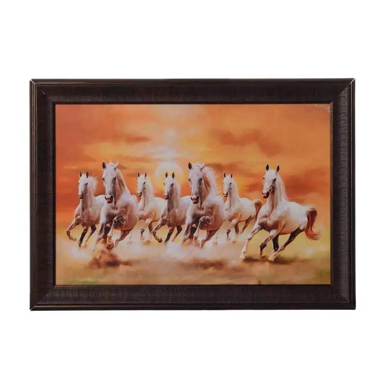Running lucky white horses satin matt texture uv art painting