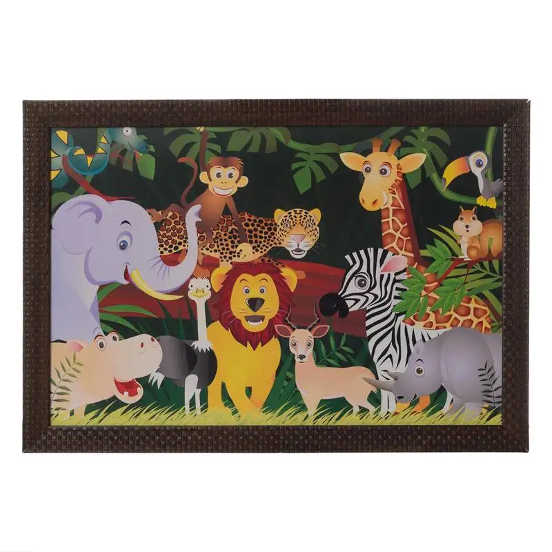 Happy jungle animals satin matt texture uv art painting