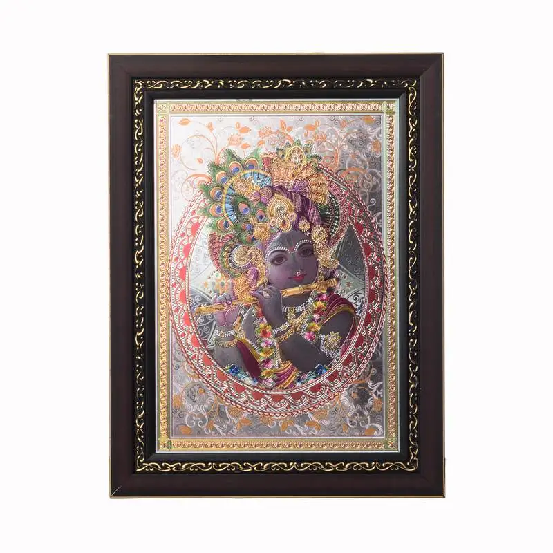 Lord krishna laminated silver and golden foil